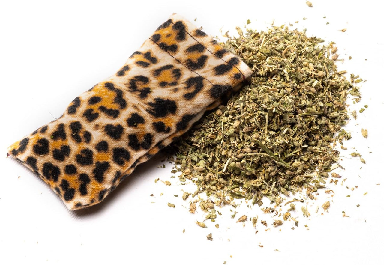 Purrfect Pounce Refillable Cat Toy with Catnip Included - Handmade in The USA, Interactive Leopard Design - Easy Refill Opening