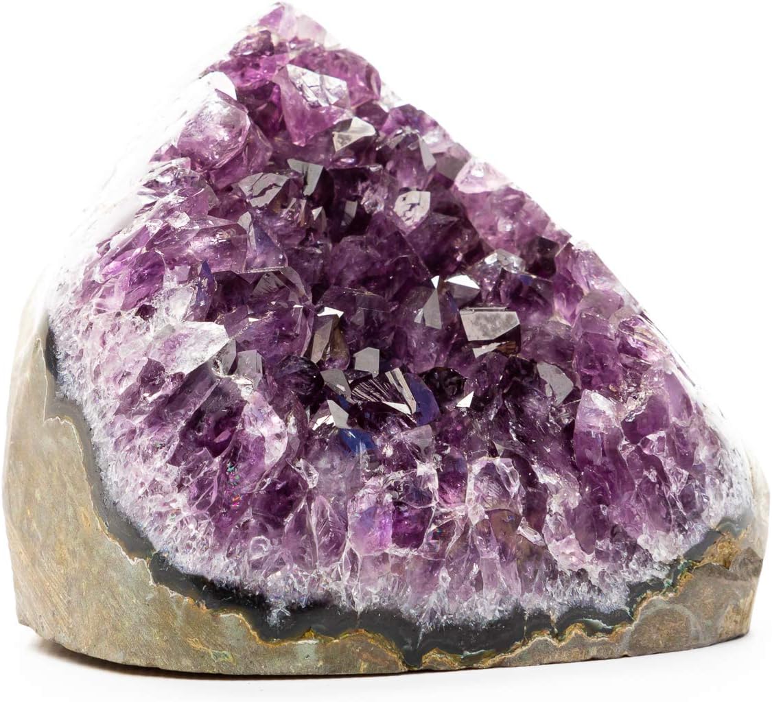 DesertUSA Uruguayan Amethyst Crystal Clusters Cut Base from Basalt Plus,(1 to 1.5 lbs, Polished Edge Deep Purple Amethyst)