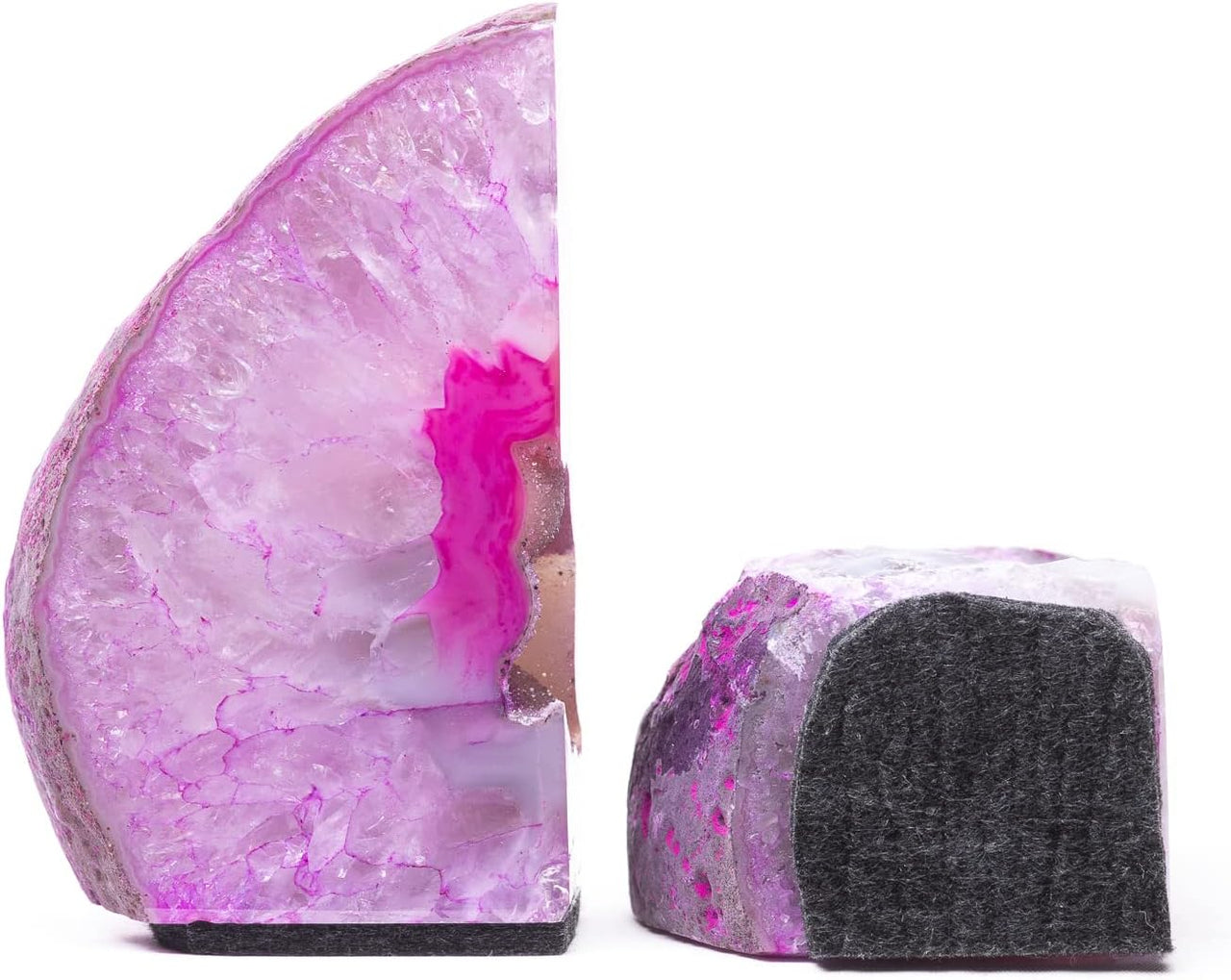 Agate Bookend with Felt Bottom Plus Includes Bonus Minerals (Agate 2 to 3 lb, Pink)