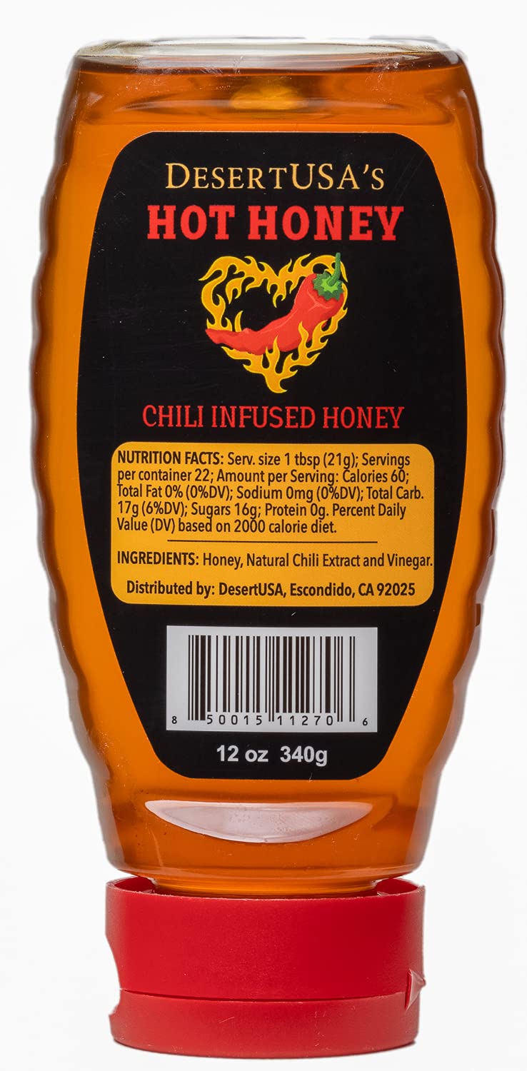 DesertUSA's Hot Honey Infused with Natural Chili 12 oz (1 pack)