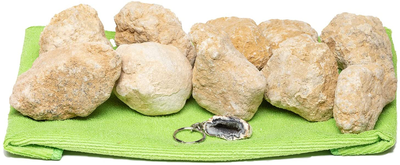 DesertUSA 10 Break Your Own Geodes, Large 2.5-4.5” Plus Cloth from Morocco, Exciting Home Science Project for Kids, Fun for All Ages! …