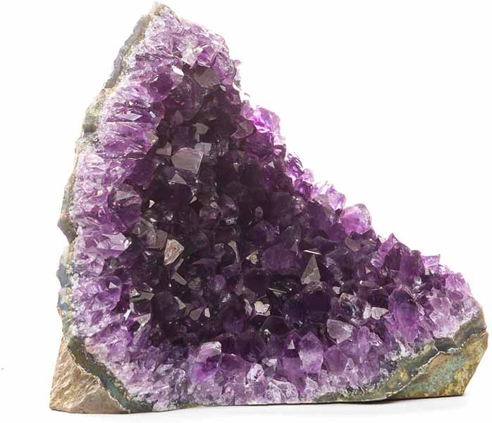 Handcrafted Amethyst Cut Base from Basalt – 1 to 1.5 lbs with Selenite Stick and Tumbled Rose Quartz