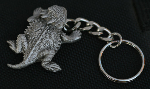 Pewter Keychain Horned Lizard Figurine (Horny Toad)