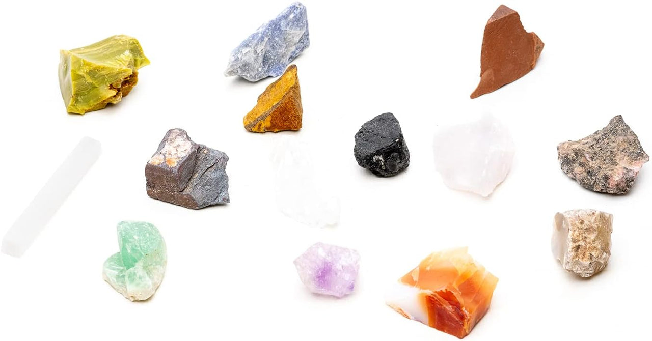 1 lb Rough Stone Mix Crystal Stones for Tumbling, Healing, and Collecting - Includes Free Selenite Stick