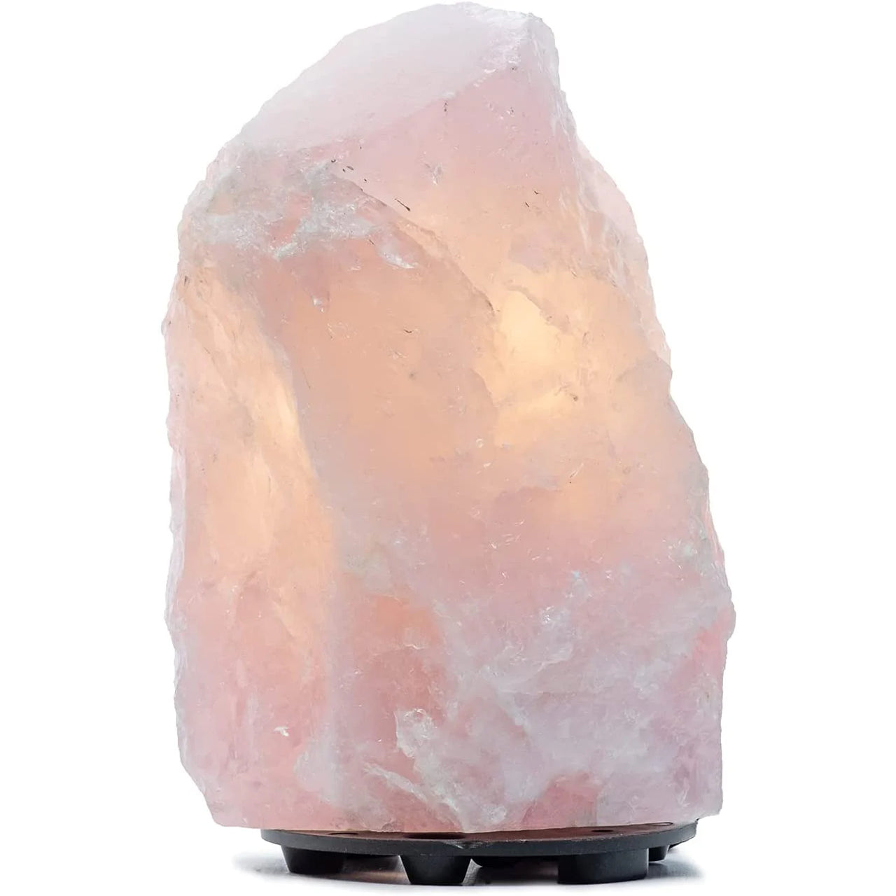 Medium rose quartz LED lamp emitting soft pink glow