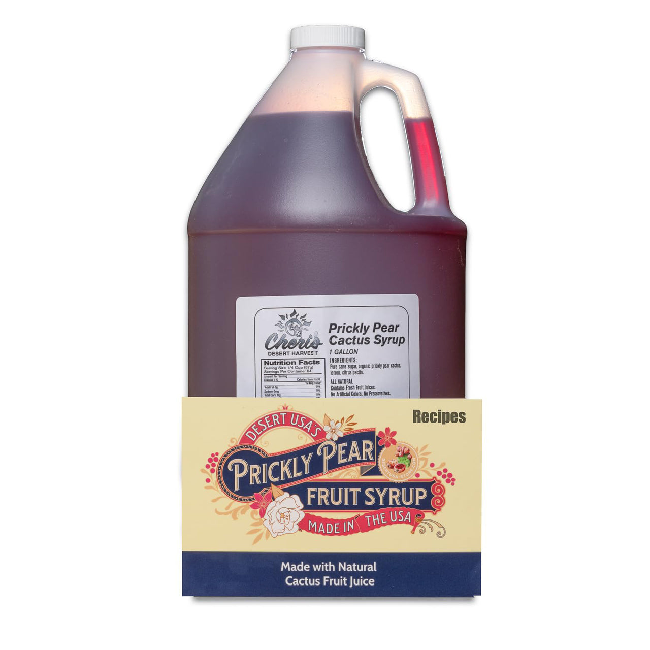 Cheri's Desert Harvest Prickly Pear Cactus Syrup, 1 Gallon – Includes Recipe Card from DesertUSA