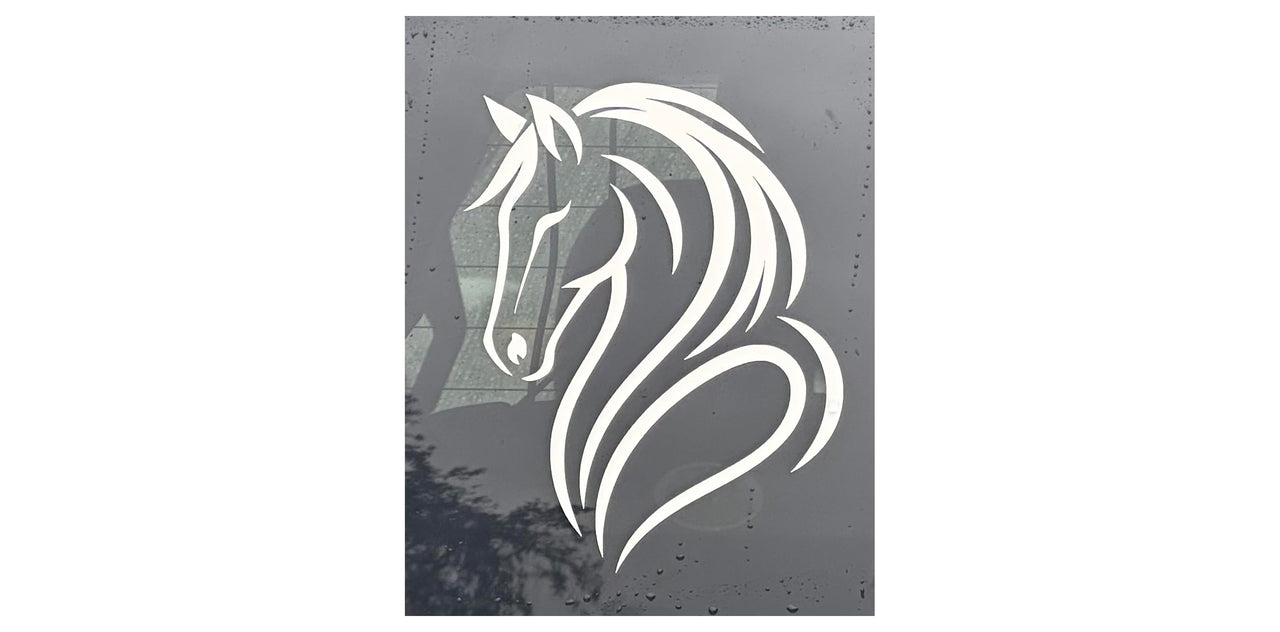 White Horse Vinyl Decal, 8x6 inches, Car Window Sticker with Transfer Sheet, Handmade in USA (6 x 8 Inches)