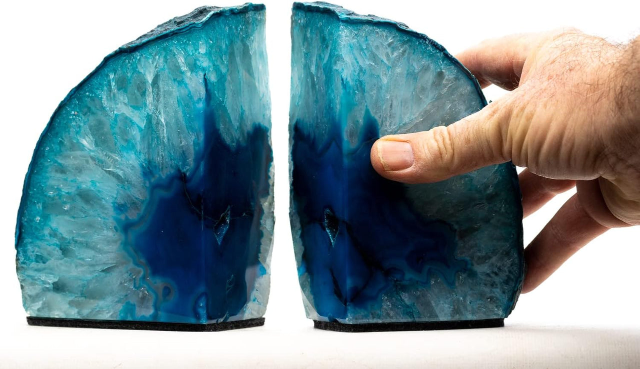 Agate Bookends with Bonus Minerals (6-8 lb, Teal)