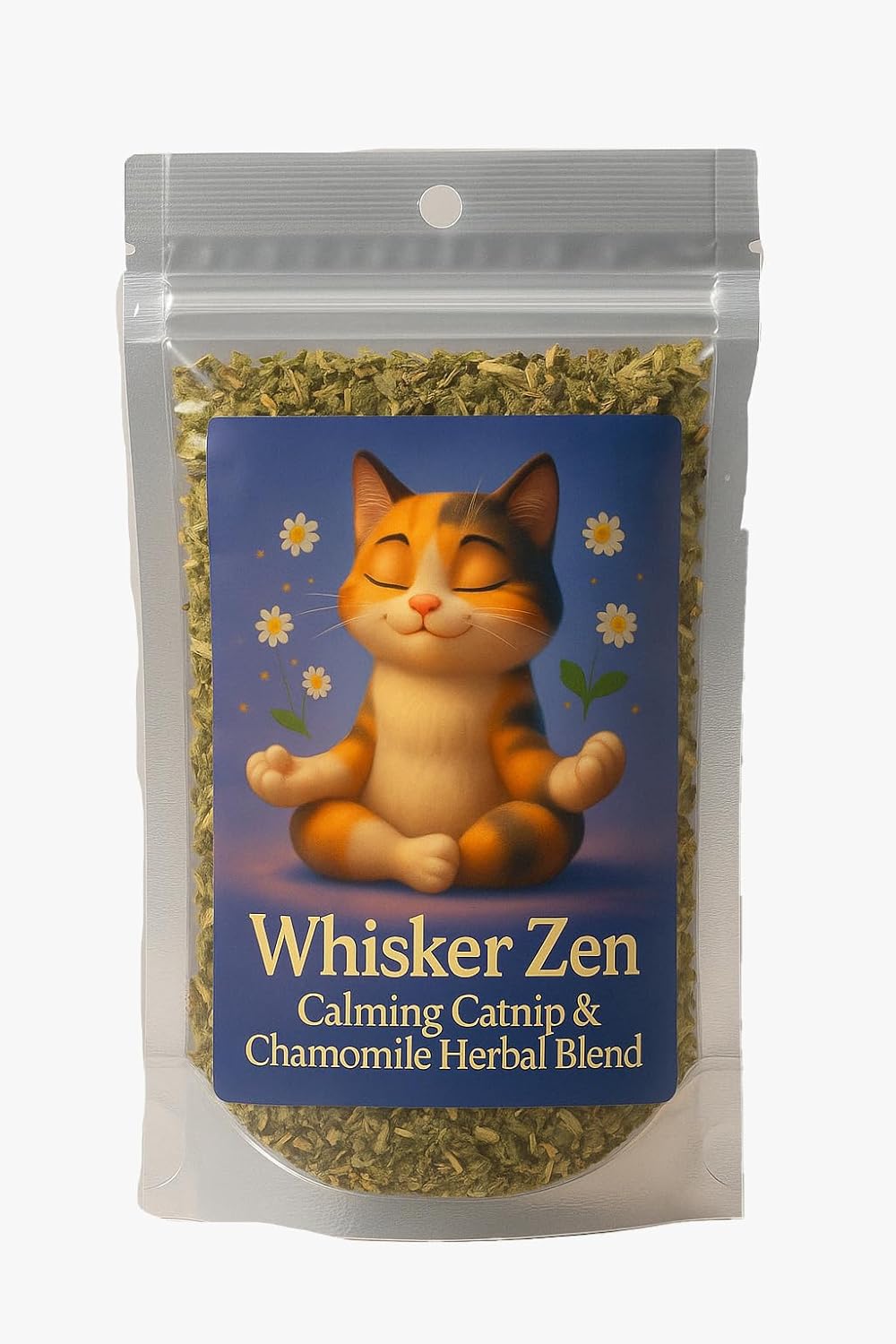 Whisker Zen Natural Catnip and Chamomile Blend for Cats, Calming Herbal Mix (4oz Bag)