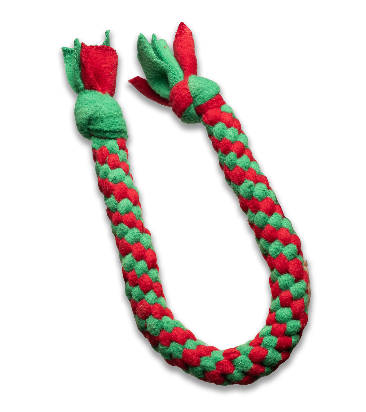 Braided Fleece Dog Toy – 20″ Durable Chew & Tug Toy – Red & Teal for Large Dogs