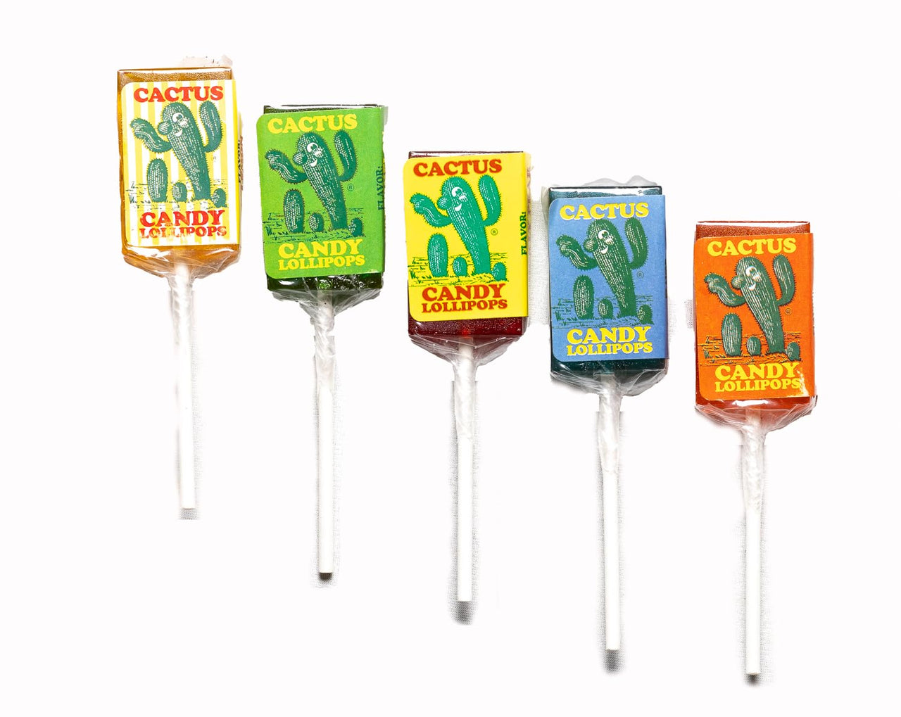 Lollipops Assorted Flavors - Five Pack of 1 oz Prickly Pear Lollipops - Prickly Pear, Blueberry, Watermelon Orange and Lemon, made by Cactus Candy Company, (5 Pack)