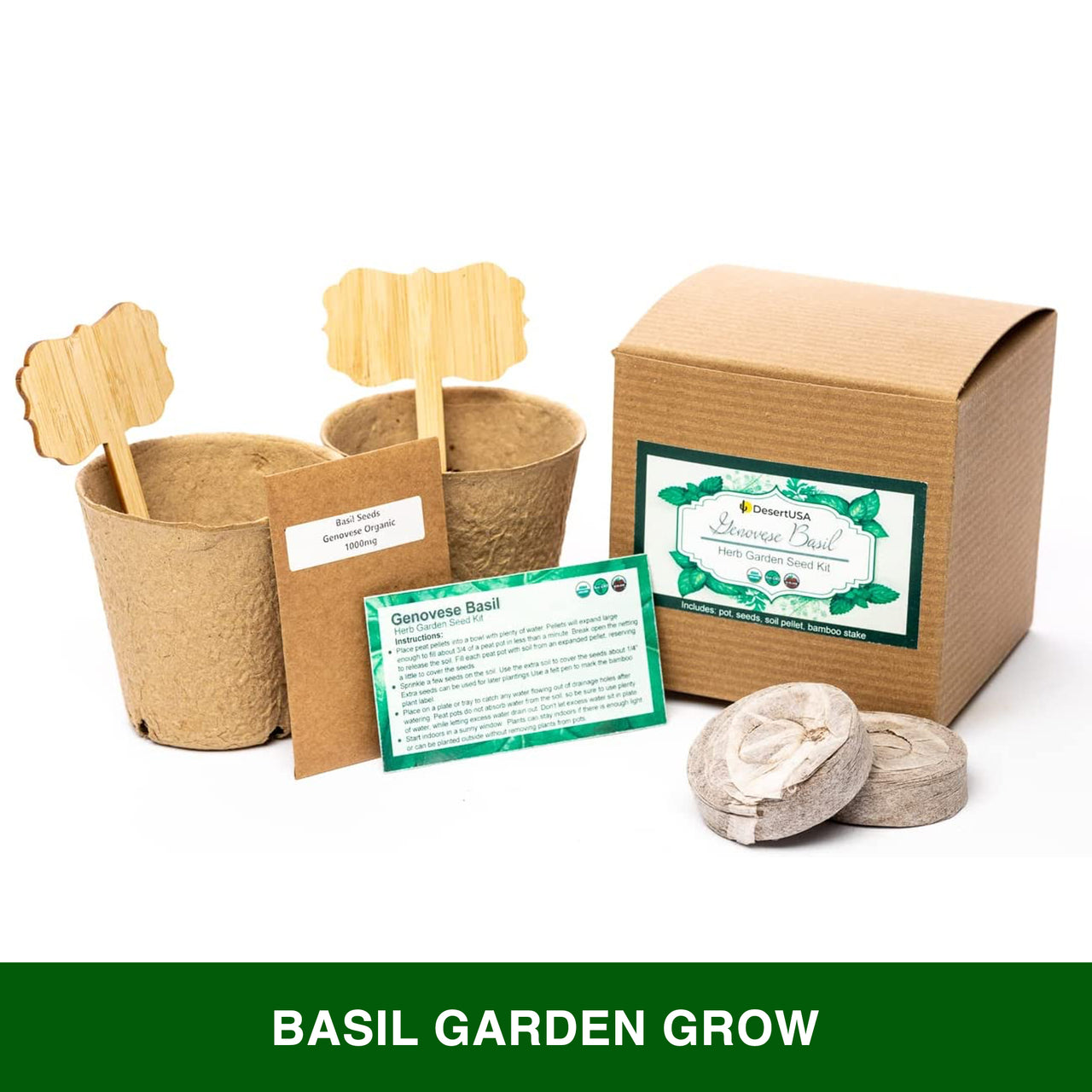 DesertUSA Heirloom Organic Genovese Basil Garden Grow Kit