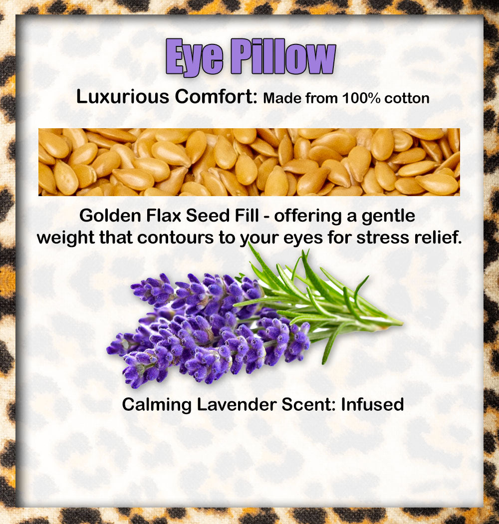 Leopard Print Eye Pillow - 100% Cotton, Golden Flaxseed Filled, Lavender Scented - Relaxation & Sleep Aid