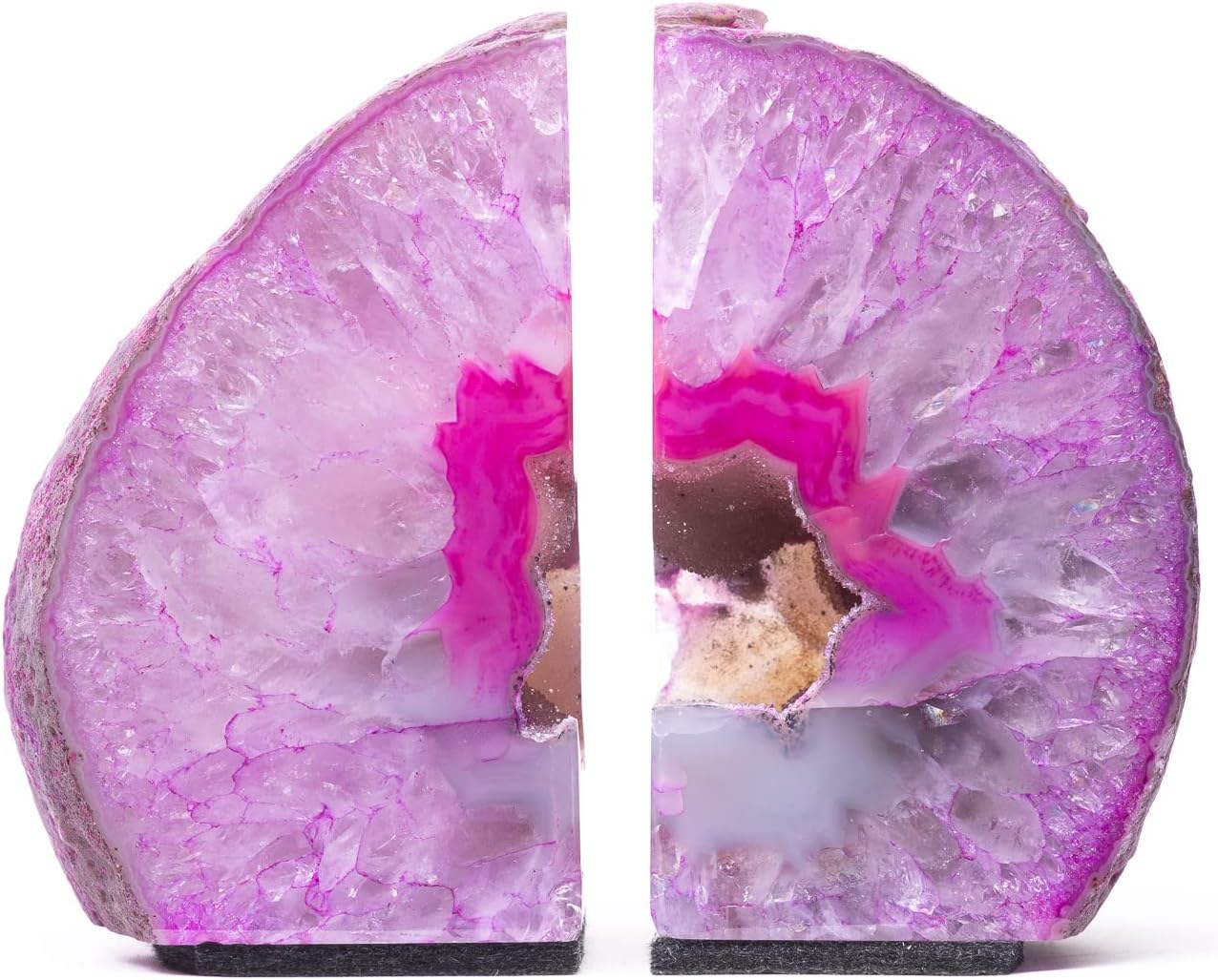 Agate Bookend with Felt Bottom Plus Includes Bonus Minerals (Agate 2 to 3 lb, Pink)