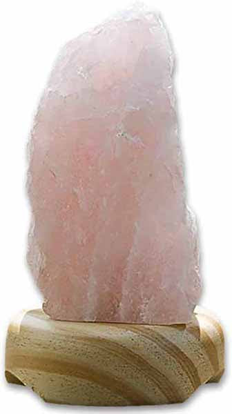 Rose Quartz Lamp on Wood Base