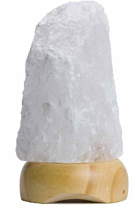 White Quartz Lamp on Wood Base