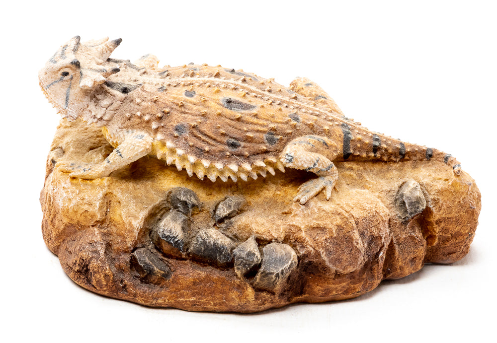 Figurine of a Horney Toad Lizard on Rock Base - 4.25 inches