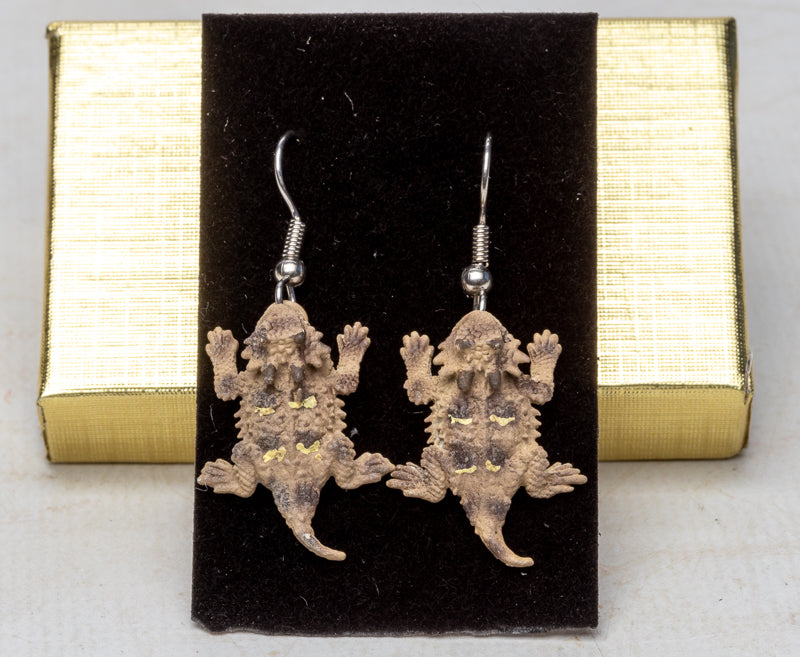 Horned Lizards - Hand Painted Earrings - 1 inch Lizards