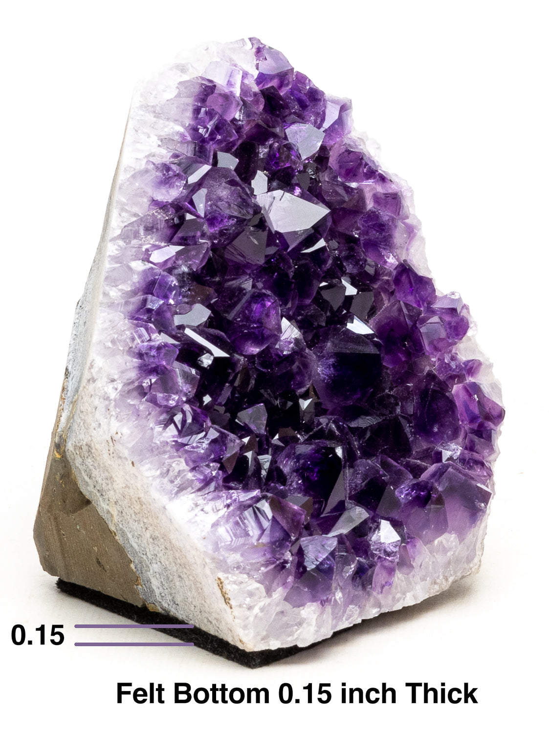 Handcrafted Amethyst Cut Base from Basalt (3 to 4 lbs) - Deep Purple Crystals - Unique Display Piece with Felt Bottom