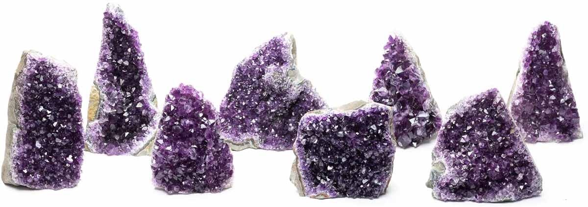 Handcrafted Amethyst Cut Base from Basalt (2.5 to 3 lbs) - Deep Purple Crystals with Bonus Selenite Stick & Tumbled Rose Quartz - Unique Display Piece