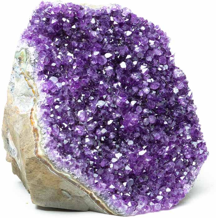 Handcrafted Amethyst Cut Base from Basalt (3 to 4 lbs) - Deep Purple Crystals - Unique Display Piece with Felt Bottom